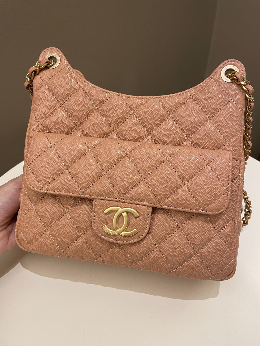 Chanel 23P Hobo Bag Caramel Caviar