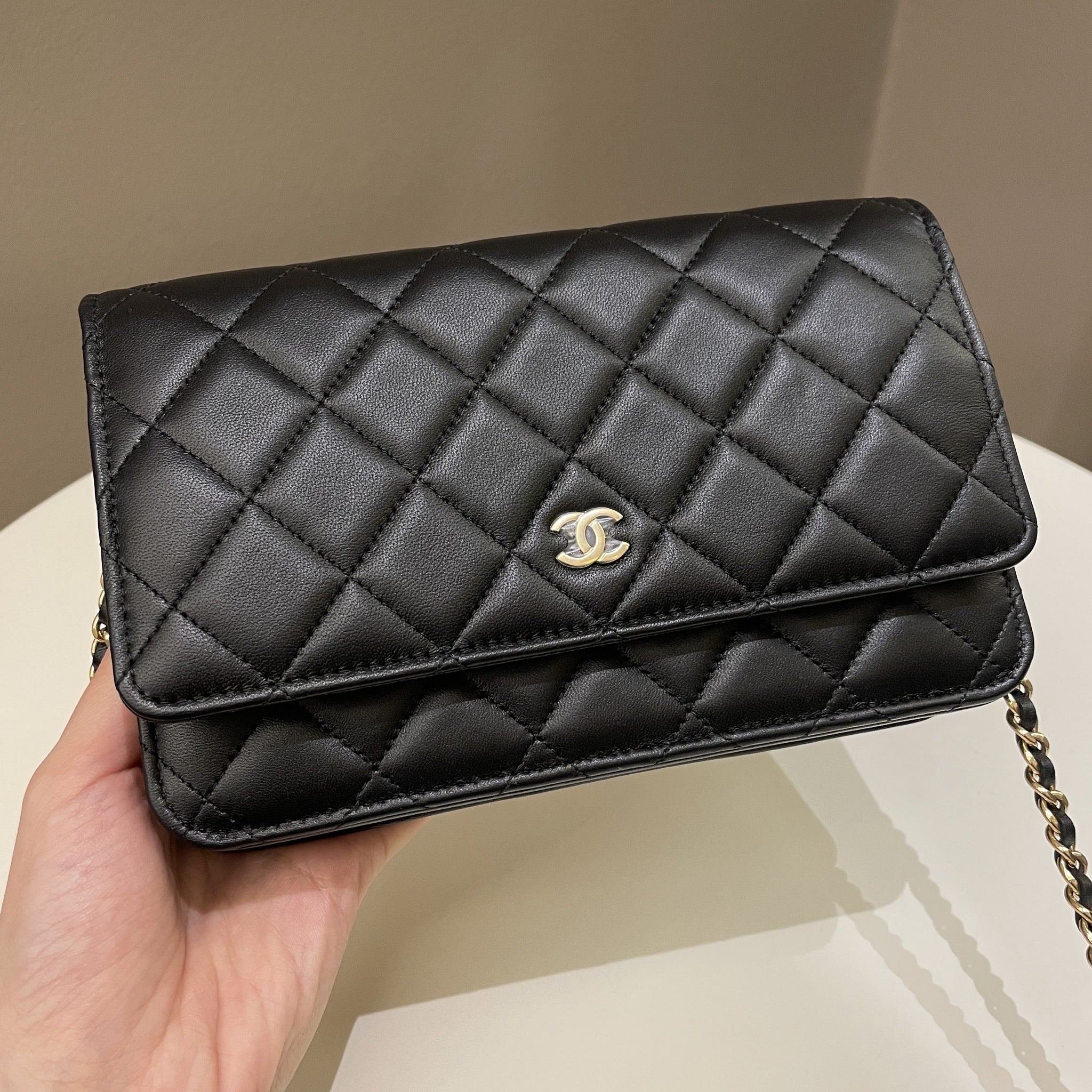 Chanel Classic Quilted Wallet on Chain Black Lambskin