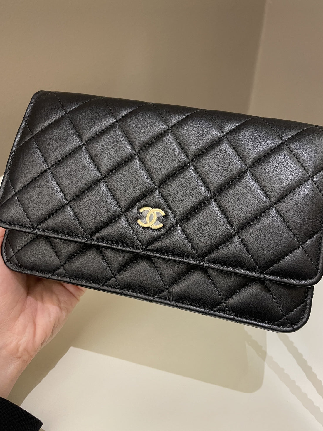 Chanel Classic Quilted Wallet on Chain Black Lambskin