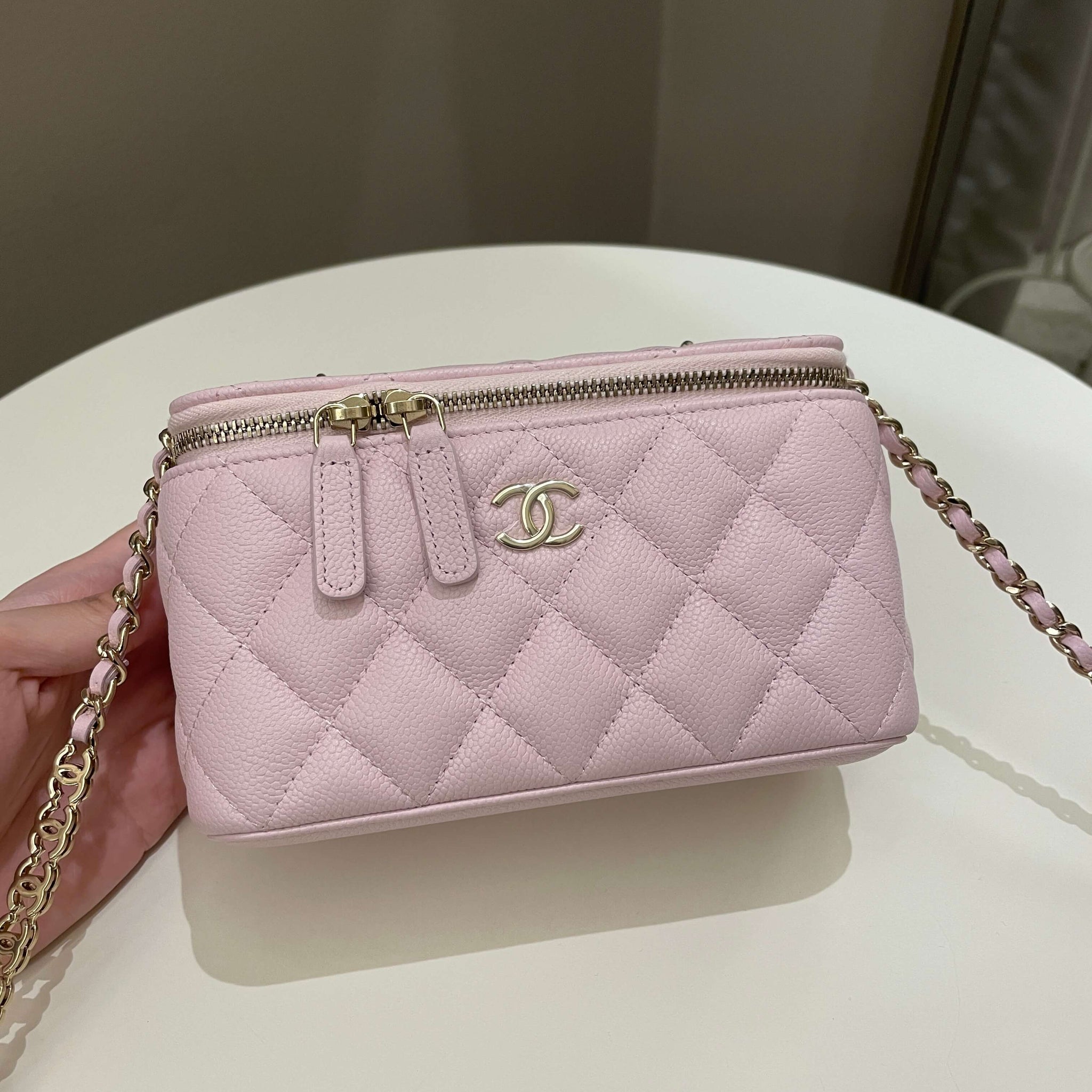 Chanel 22P Quilted Coco Vanity Rectangular Rose Clair Lilac Caviar