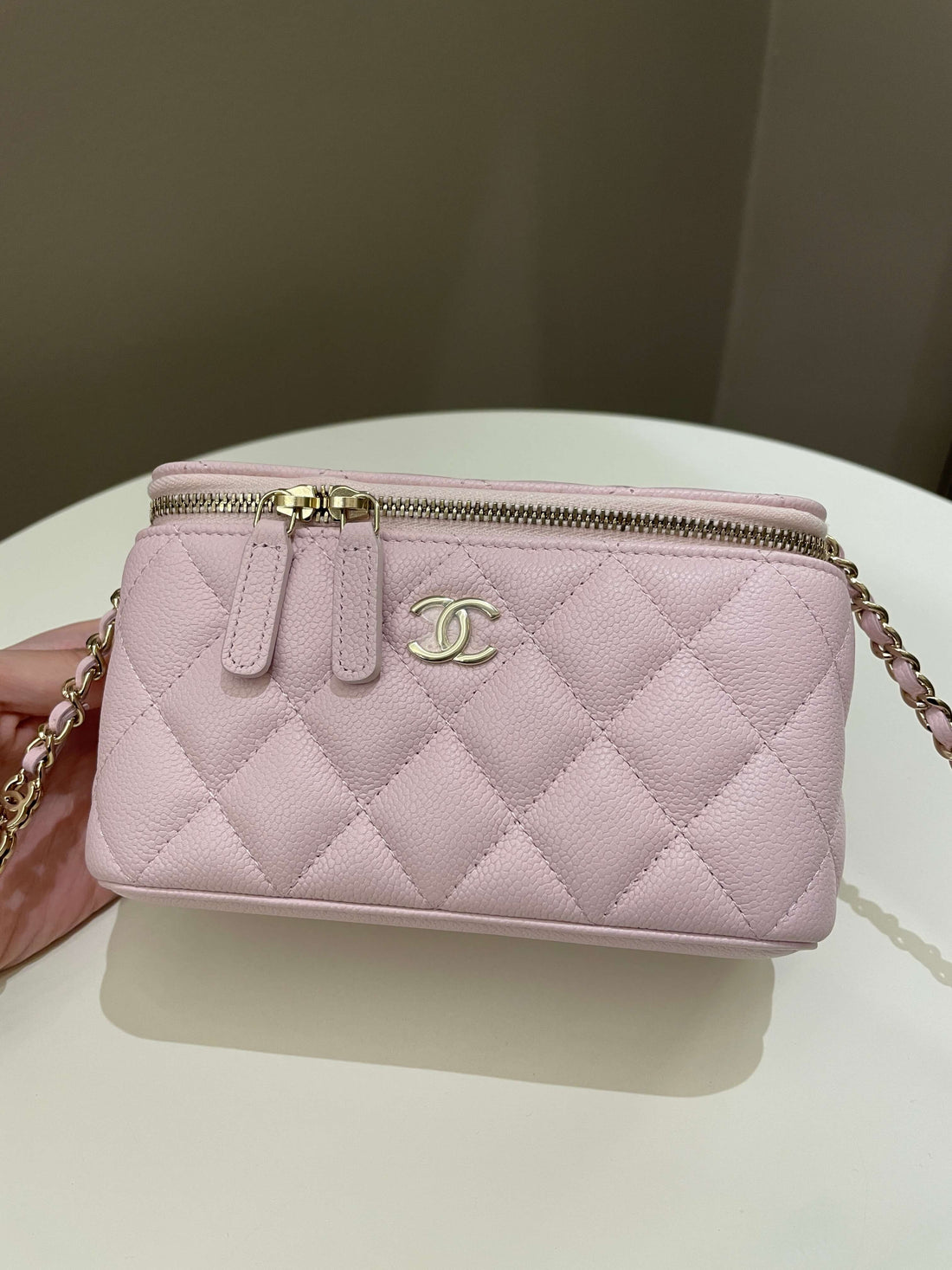 Chanel 22P Quilted Coco Vanity Rectangular Rose Clair Lilac Caviar