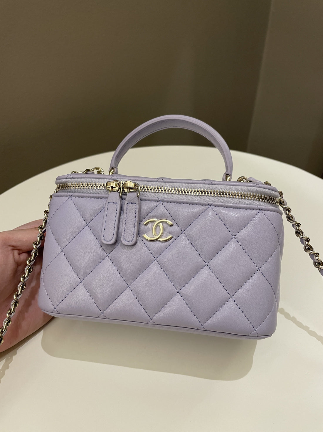Chanel 21K Top Handle Vanity Rectangular Lilac Lambskin