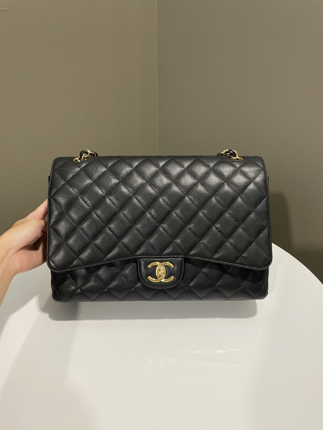 Chanel Classic Quilted Maxi Double Flap Black Caviar