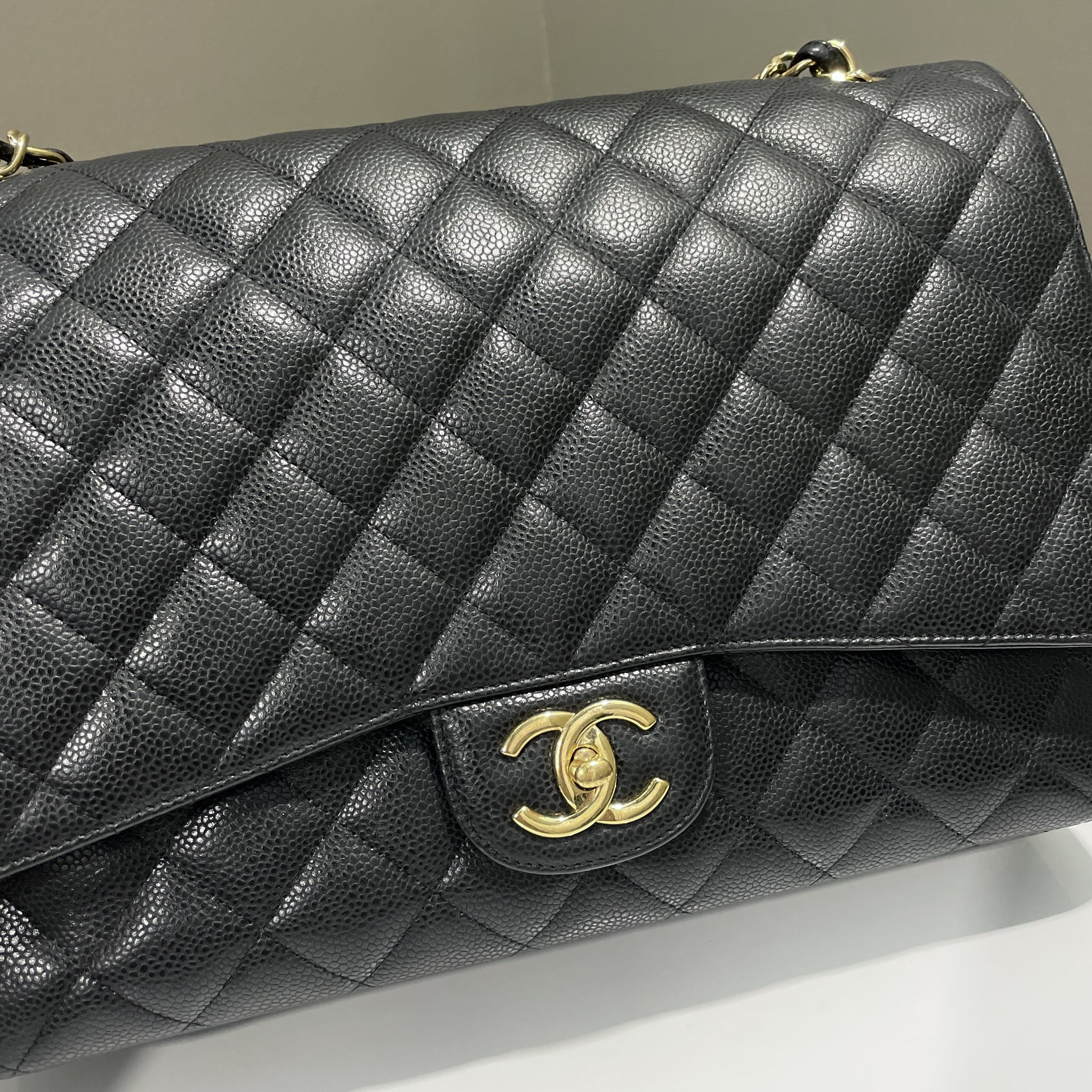 Chanel Classic Quilted Maxi Double Flap Black Caviar