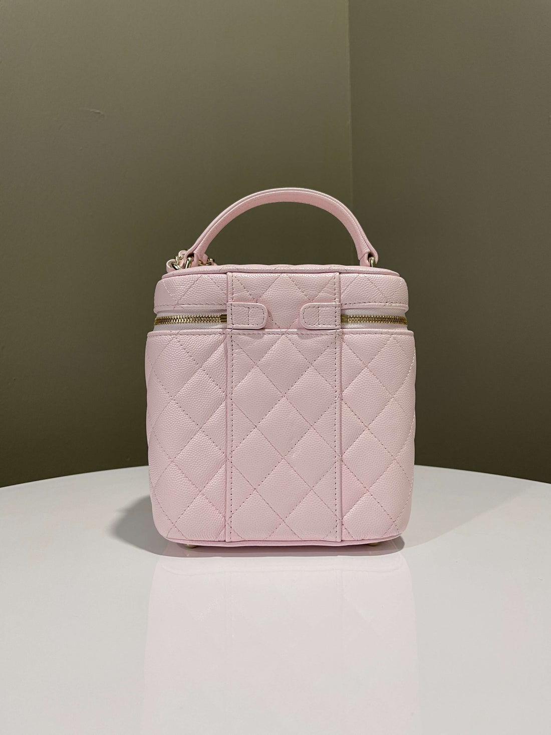Chanel 22S Top Handle Vanity Bag Rose Clair Caviar