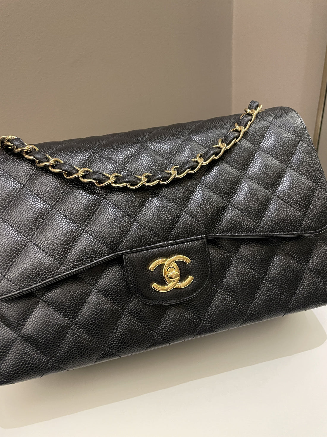 Chanel Classic Quilted Jumbo Double Flap Black Caviar