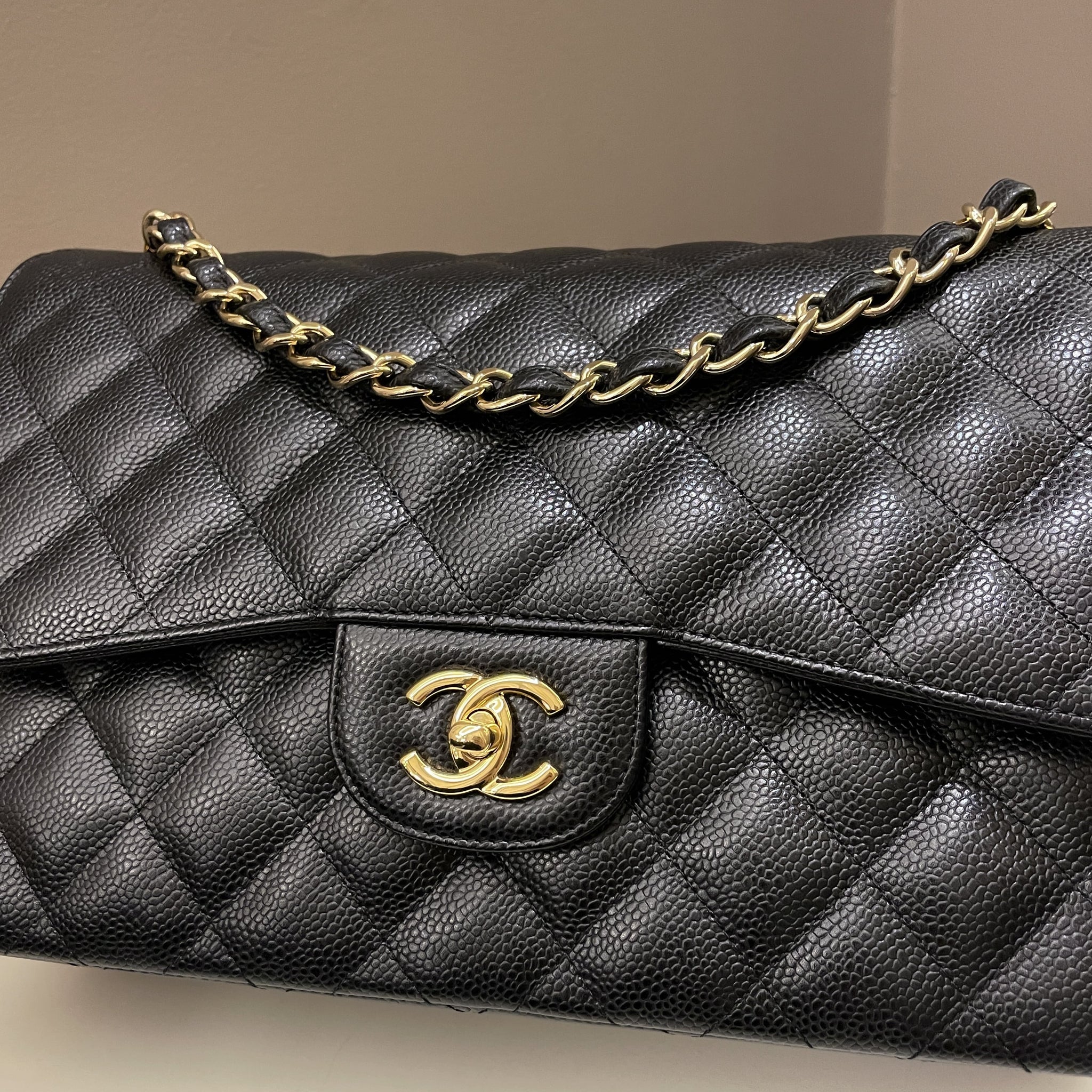 Chanel Classic Quilted Jumbo Double Flap Black Caviar