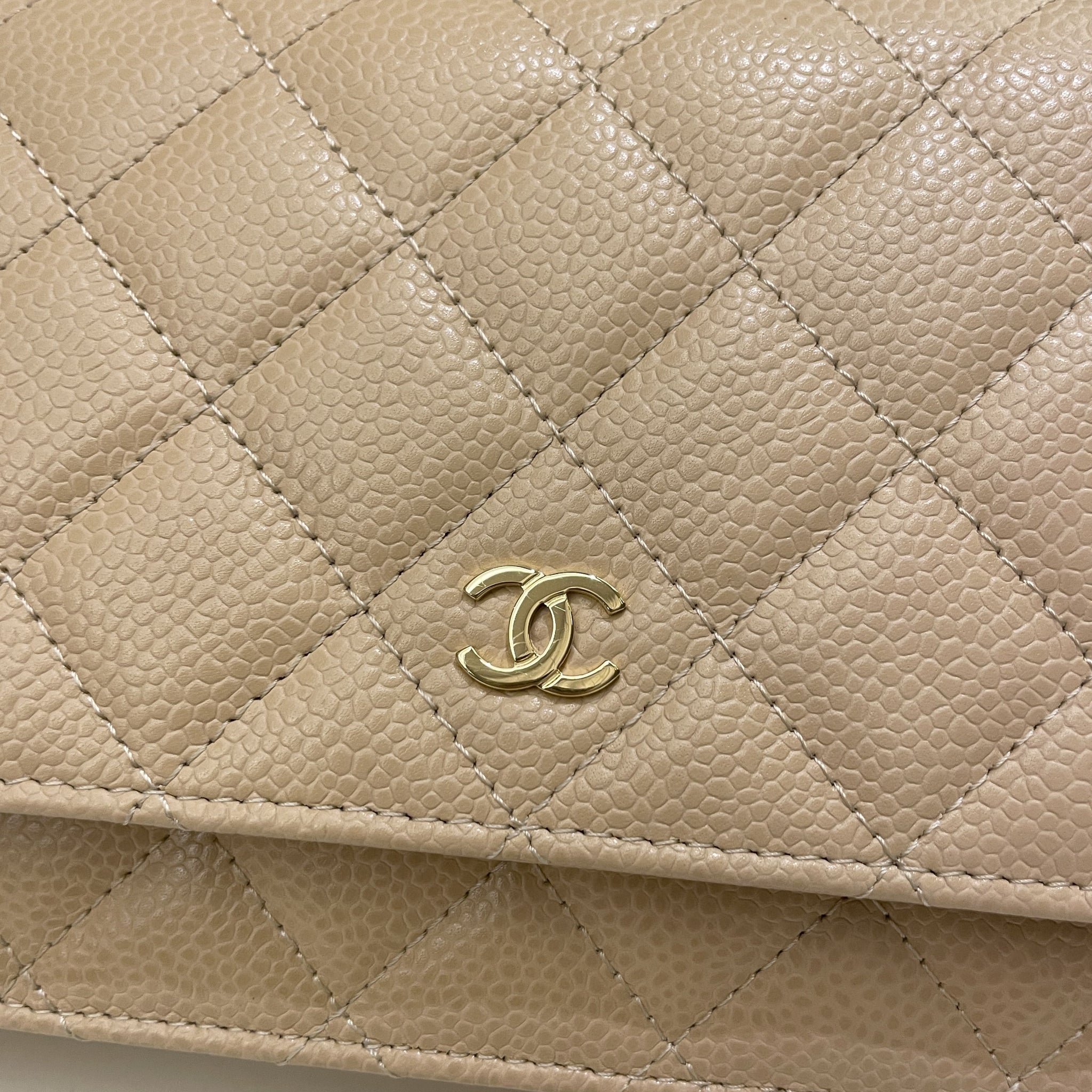 Chanel Classic Quilted Wallet on Chain Beige Caviar
