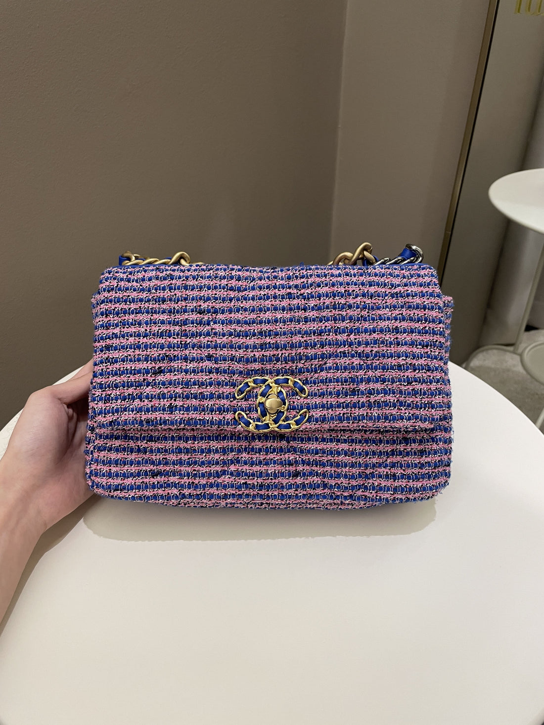 Chanel 19 Flap Bag Blue / Pink Tweed