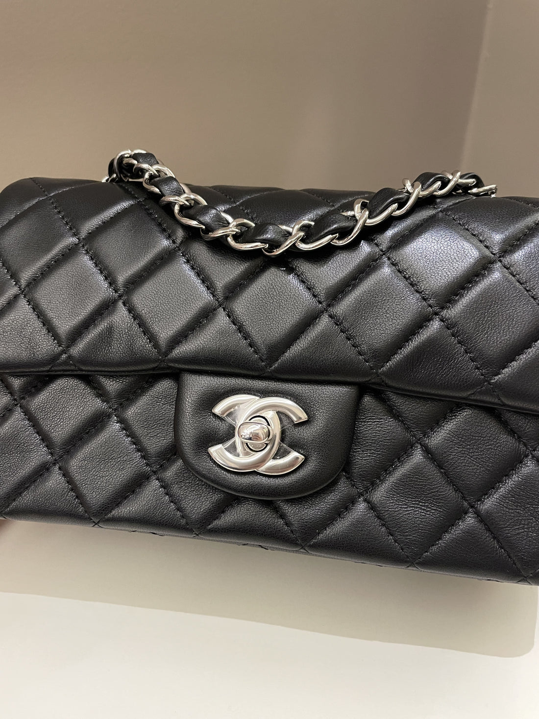 Chanel Classic Quilted Mini Rectangular Black Lambskin