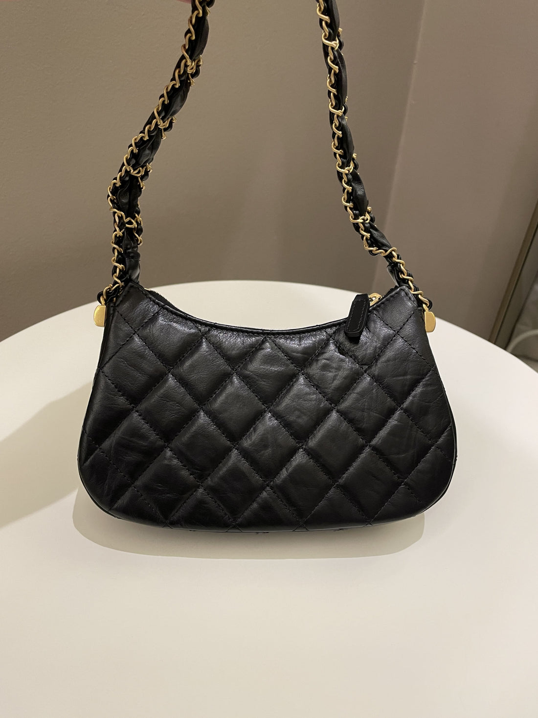 Chanel 23K Hobo Bag Black Calfskin
