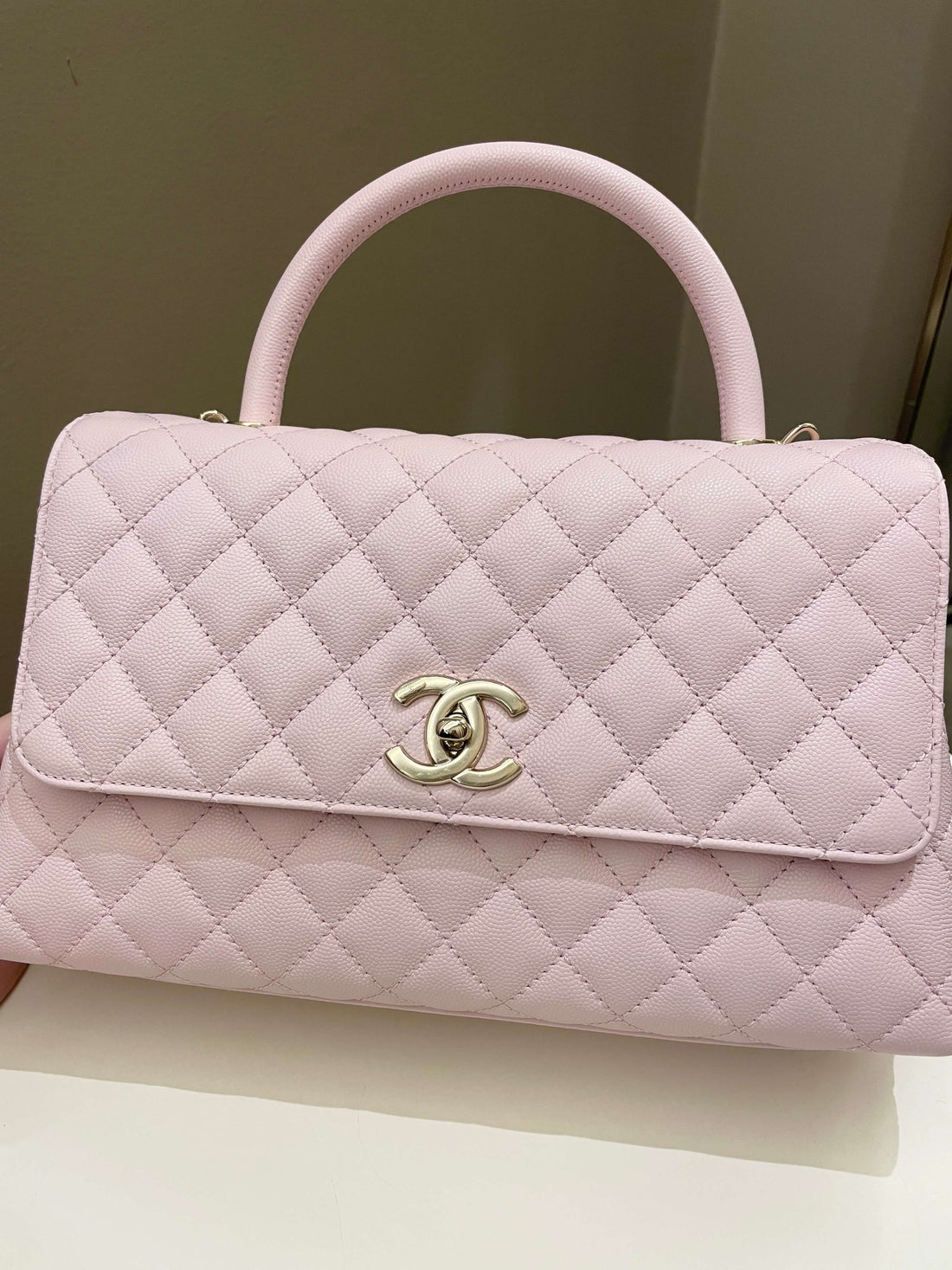 Chanel 22P Classic Quilted Coco Handle Rose Clair Lilac Caviar