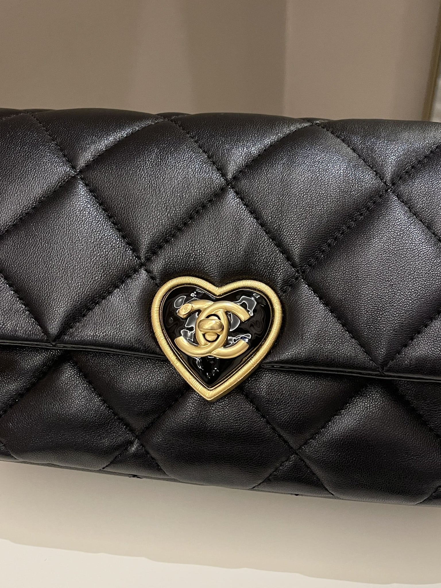 Chanel 23S Heart Flap Bag Black Lambskin