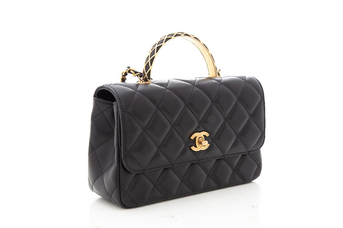 Chanel 2023 Black Lambskin Trendy Handle Flap Bag