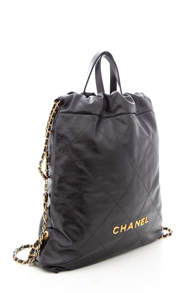 Chanel 22 2023 Black Calfskin Leather Backpack