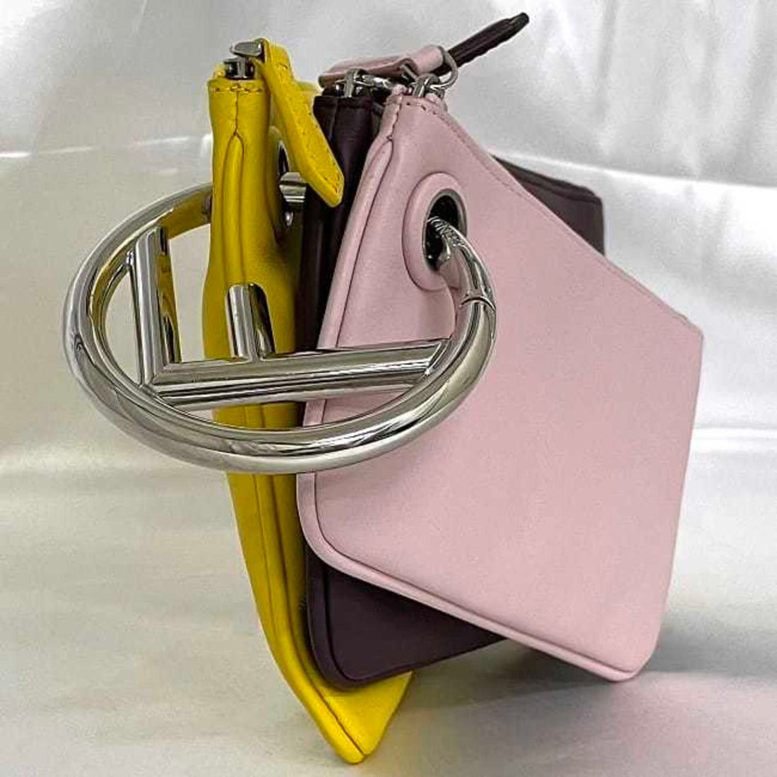 Fendi  pink yellow Leather Clutch Bag ()